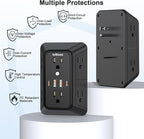 2 Pack Multi Plug Wall Outlet Extender Surge Protector 6 AC Outlet Splitter - Image 5