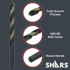 Shars 1/16-1/4" by 64ths 13 Pcs HSS Heavy Duty Black & Gold Finish Jobber Drill - Image 4