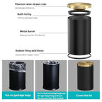 2.4 Gallon/9L Black and Gold Bathroom Trash Can Metal, Stainless Steel - Image 5