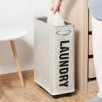 DOKEHOM 25-Inches Slim Laundry Basket on Wheels, Collapsible Rolling Laundry - Image 8