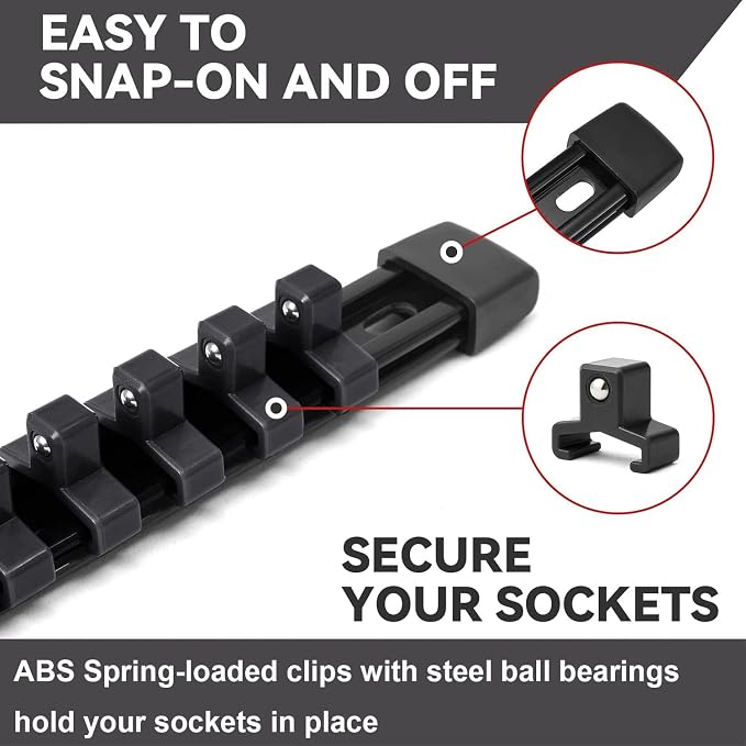 ALOANES 3 PC ABS Socket Organizer, 1/2 Inch Drive Rail Holders, Heavy Duty Racks - Image 5