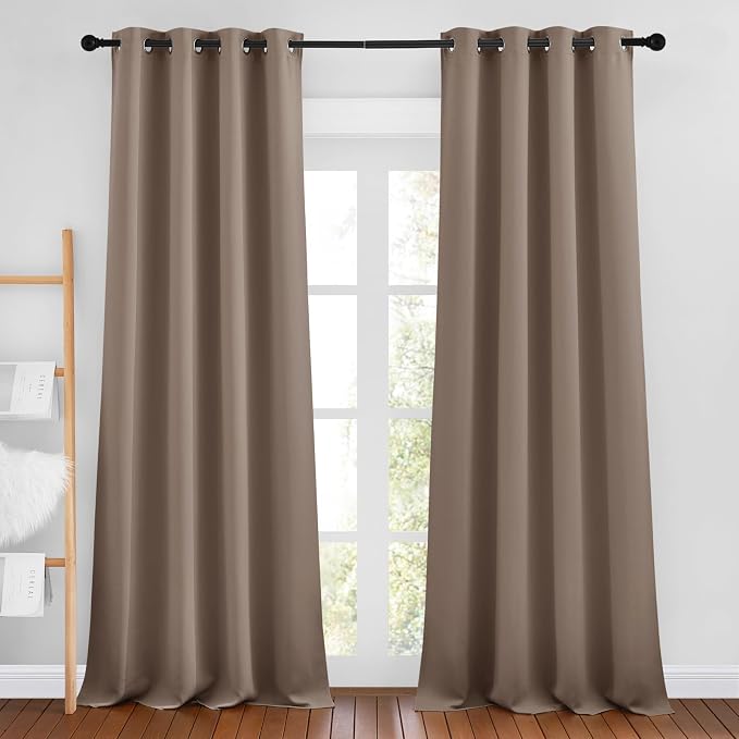 NICETOWN Cappuccino Blackout Bedroom Curtains 96 inches Long, Grommet Thermal by NICETOWN