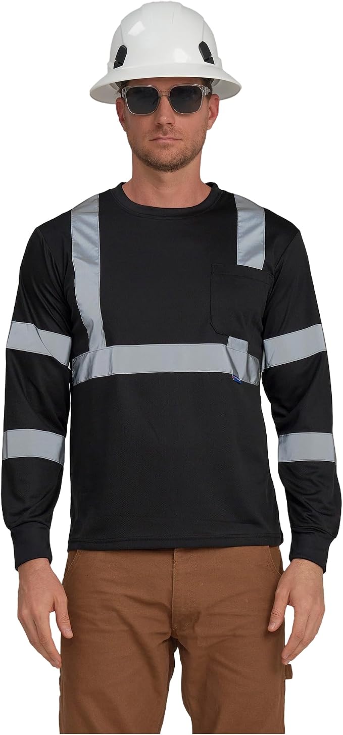 AYKRM Safety T Shirt Reflective High Visibility hi vis Long Sleeve T Shirt by AYKRM