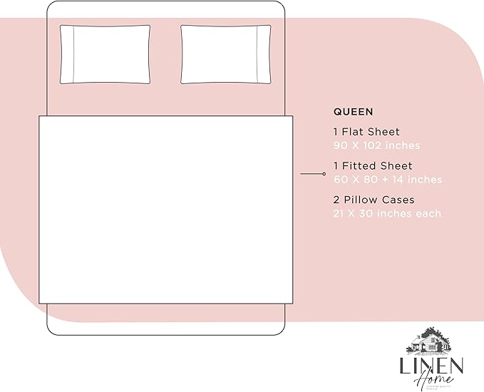 Linen Home 100% Cotton Percale Sheets Queen Size, English Rose, Deep Pocket - Image 6