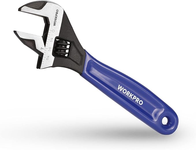 WORKPRO 6-Inch Adjustable Wrench, Wide Jaw Cr-V Steel Black Oxide Finish by WORKPRO