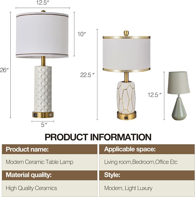 Set of 2 Table Lamp for Living Room Bedroom Farmhouse - Image 5