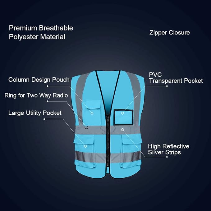 BeautyWill Custom Safety Vest Logo Class 2 High Visibility Reflevtive Vest - Image 5