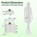 Furnulem Night Stand with Charging Station, 28.3 Inch Tall Bedside Table with - Image 3