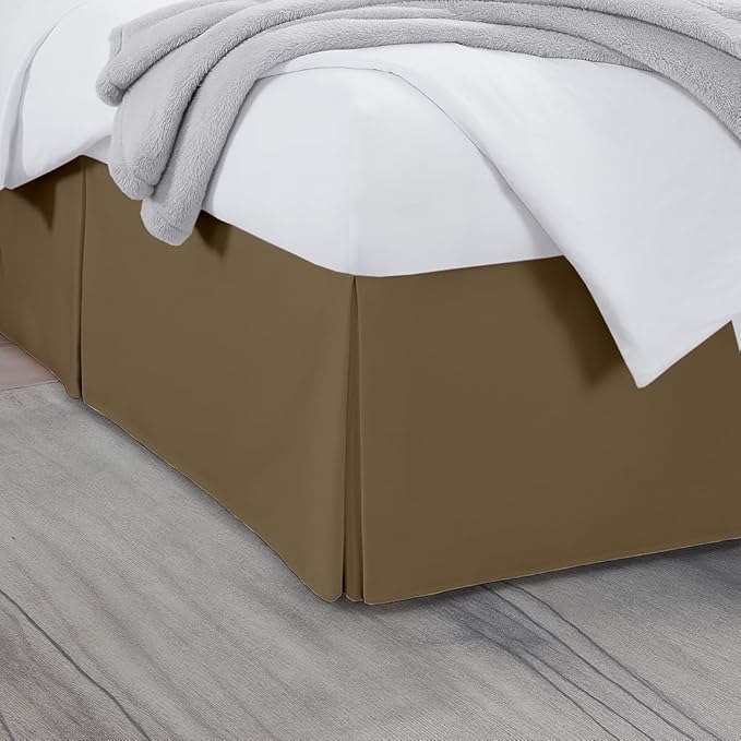 Queen Bed Skirt, Luxury 18 Inch Drop Taupe Pleated Bed Skirt, Double Brushed by Unknown