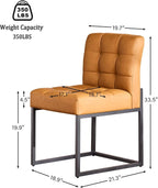 Brown Faux Leather Dining Chairs Set of 2, Mid-Century Modern Dining Room Chairs - Image 2