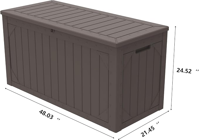100 Gallon Outdoor Storage Box Waterproof, Lockable Resin Deck Box Patio - Image 2