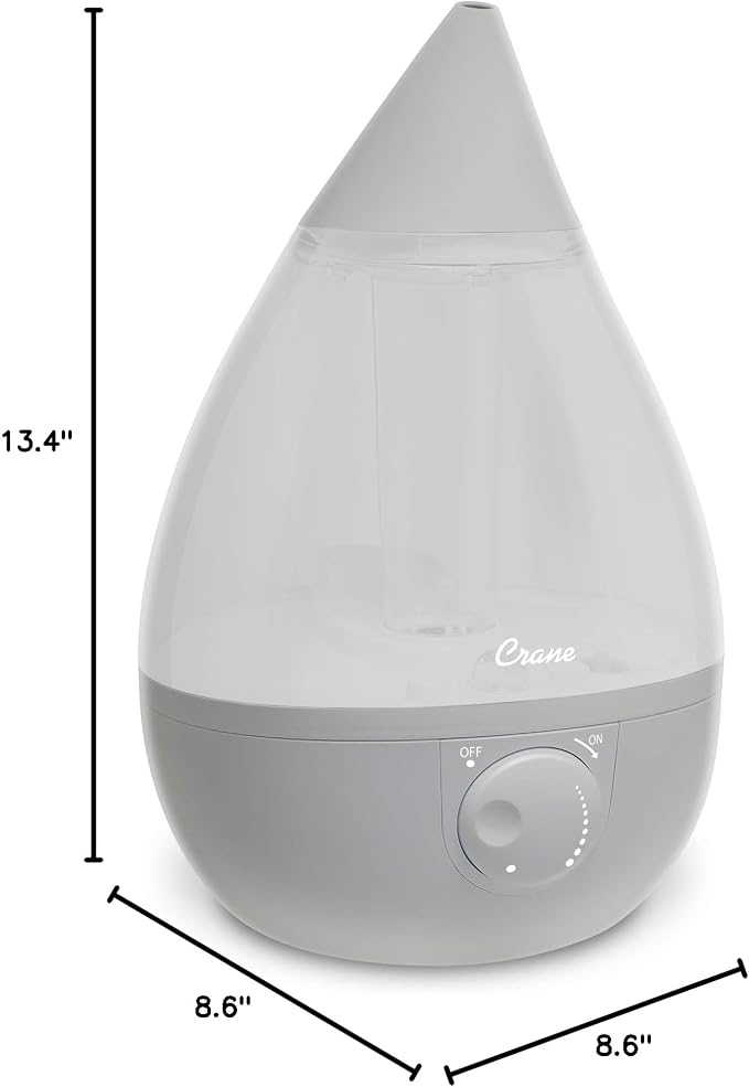 Crane Ultrasonic Teardrop Cool Mist Humidifier, Large 1 Gal Tank, Automatic - Image 9