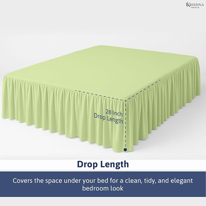 KRISHNA Ruffled Bed Skirt with Split Corners King, 100% Microfiber Hotel Quality - Image 4