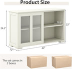 Costzon Sideboard Buffet Cabinet of 2, Wooden Kitchen Storage Cabinet - Image 3