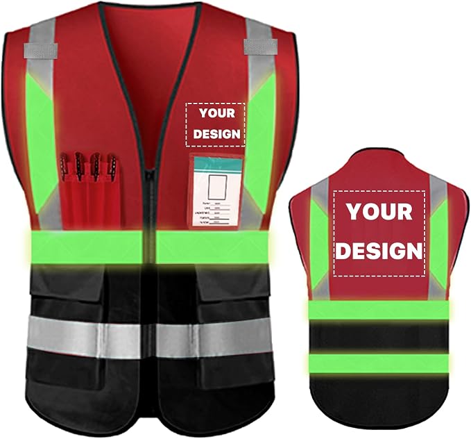 YOWESHOP High Reflective Visibility Safety Vest Custom Your Logo Safety Workwear by YOWESHOP