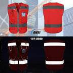 TCCFCCT Reflective Vest 9 Pockets High Visibility Safety Vest - Image 2