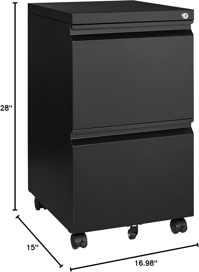 2 Drawer File Cabinet On Wheels Mobile Cabinet - Image 3