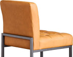 Brown Faux Leather Dining Chairs Set of 2, Mid-Century Modern Dining Room Chairs - Image 9