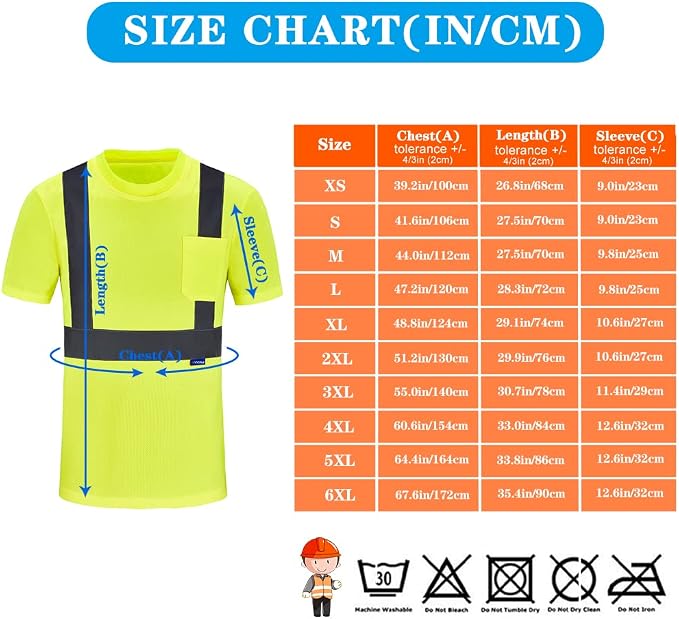 AYKRM Safety T Shirt Reflective High Visibility hi vis Long Sleeve T Shirt - Image 4