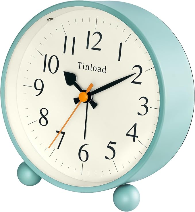 4.5" Vintage Retro Analog Alarm Clock, Super Silent Non Ticking Small Clock - Image 5