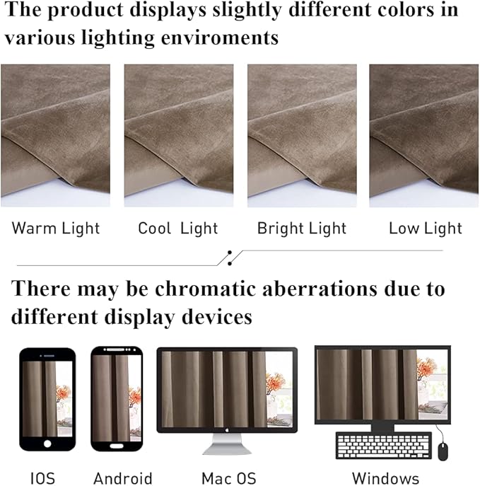 StangH Taupe Velvet Curtains Luxury Thermal Insulated Window Drapes Thick Heavy - Image 6