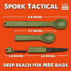 Tapirus Spork Tactical Green | BPA Free Spoon Fork, Stainless Steel Knife and - Image 2