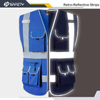 JKSafety 10 Pockets Blue Color Safety Vest Zipper Front - Image 2