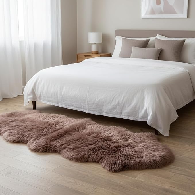 Premium Genuine Sheepskin Rug 2' x 6' Long Fur Soft & Natural Bedside Area Rug - Image 5