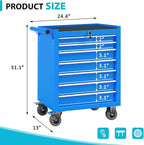 7 Drawers Metal Rolling Tool Chest, Portable Storage Tool Box - Image 3