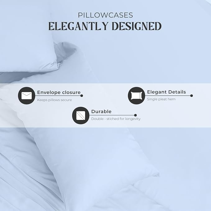Mayfair Linen 100% Egyptian Cotton Queen Sheets Set - Image 6