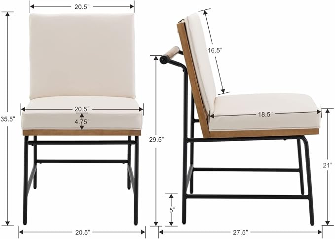 Modern Dining Chairs Set of 6, Comfy PU Leather Side Chairs Upholstered - Image 3