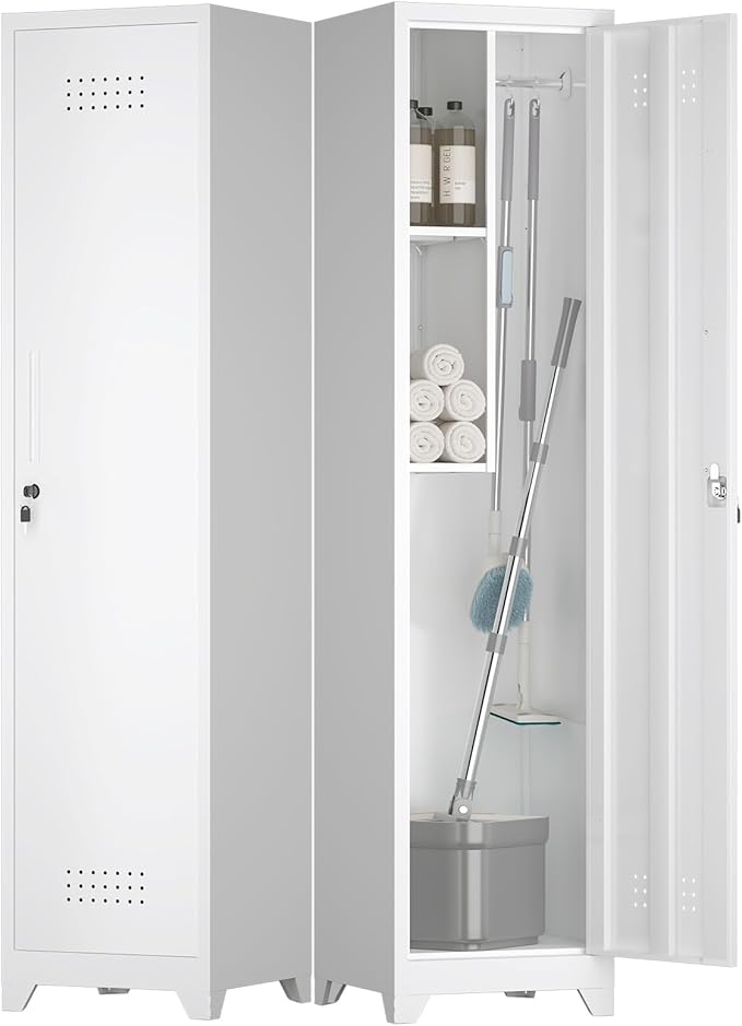 Metal Tall Broom Storage Cabinet, Slim Bathroom Cabinet, Metal Storage Cabinets by FATIGOSstoragecabinet