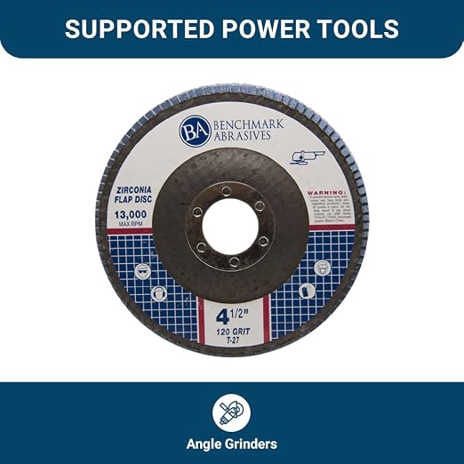 Benchmark Abrasives 4.5" Premium Zirconia Type 27 Flat Flap Discs Grinding - Image 6