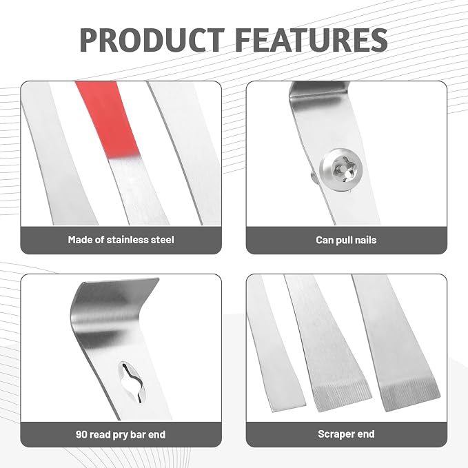 3 PCS Stainless Steel Mini Pry Bar Scraper, Small Pry Bar Set Trimmer, Beehive - Image 3