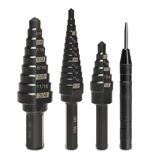 Lichamp Step Drill Bit Set for Metal Sheet Heavy Duty, 4-Piece Genuine M2 HSS by Lichamp
