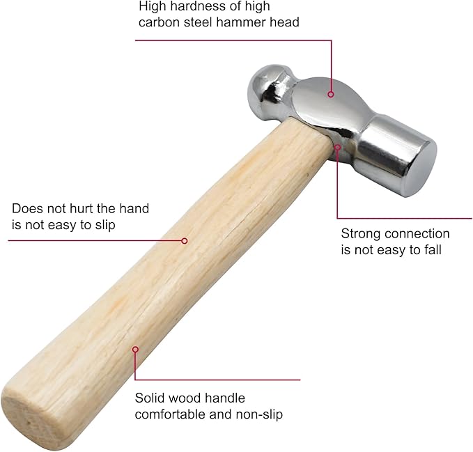 Mini Wooden Handle Round Head Hand Hammers, Round Head Wooden Handle, Escape - Image 4