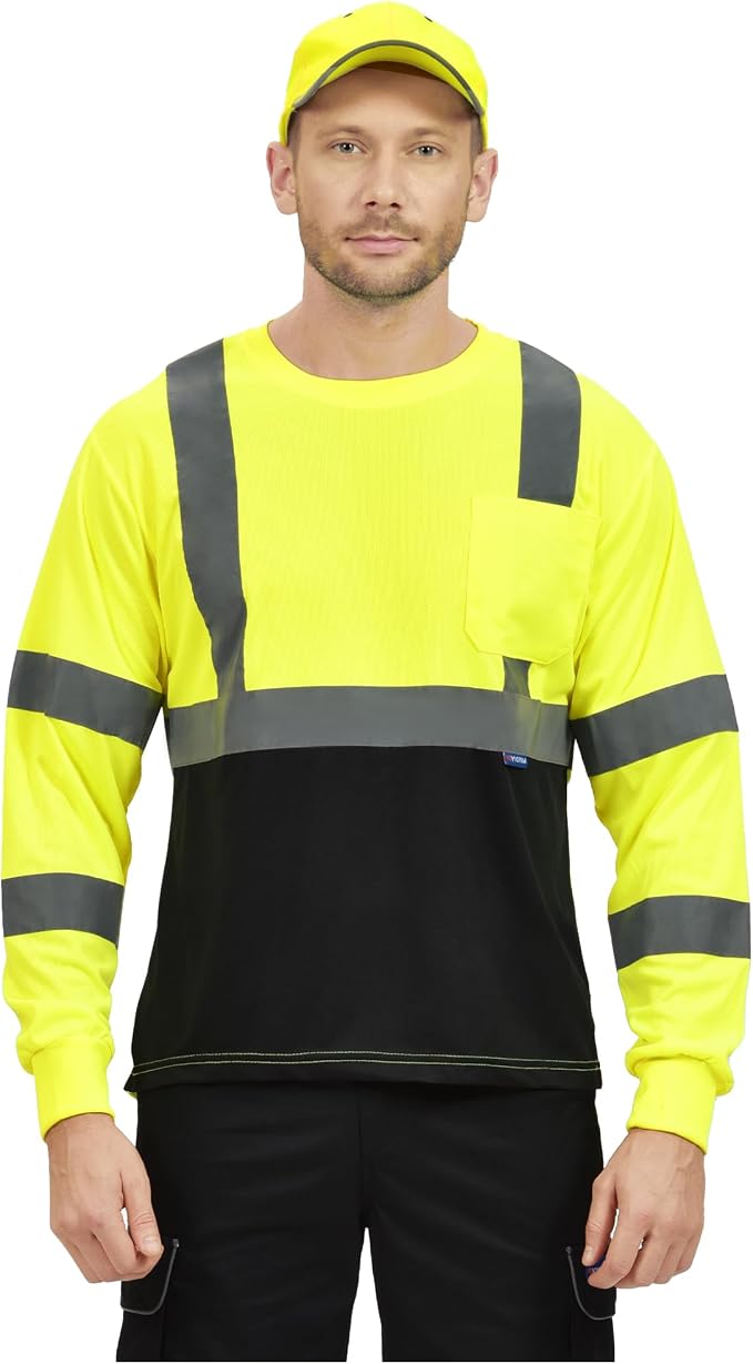 AYKRM Safety T Shirt Reflective High Visibility hi vis Long Sleeve T Shirt - Image 5
