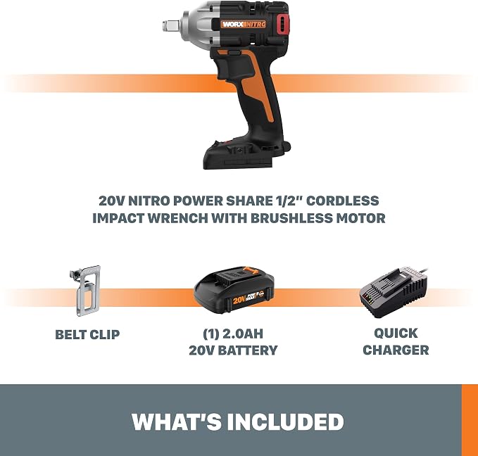 WORX Nitro WX272L 20V Power Share 1/2" Cordless Impact Wrench - Image 6