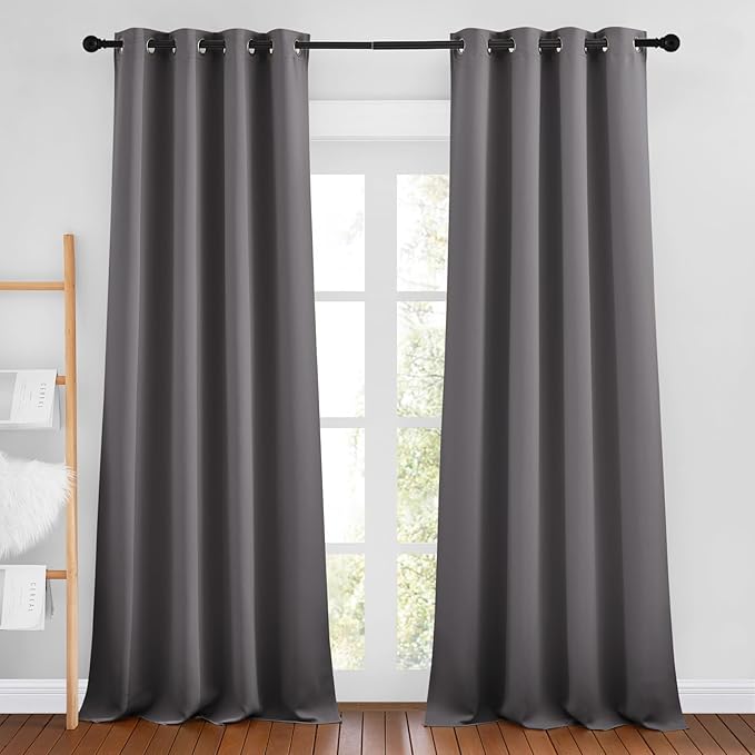 NICETOWN Grey Blackout Curtains 102 inches Long, Grommet Thermal Insulated by NICETOWN
