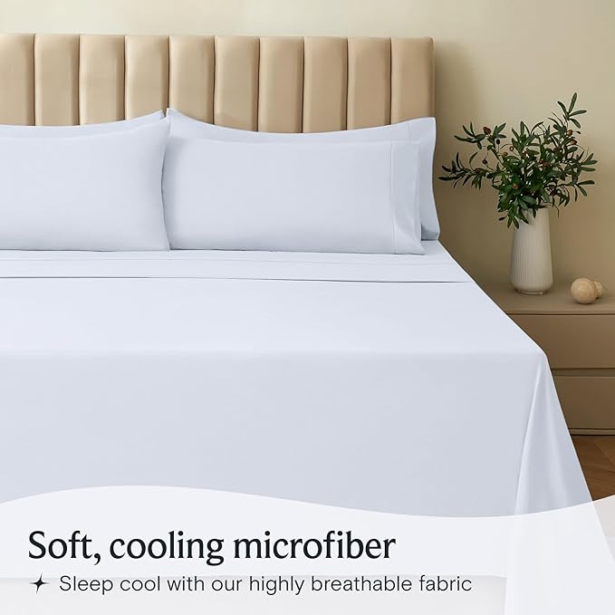 LuxClub 3 PC Twin XL Sheet Set, Deep Pockets Wrinkle Free Cooling Bed Sheets - Image 3