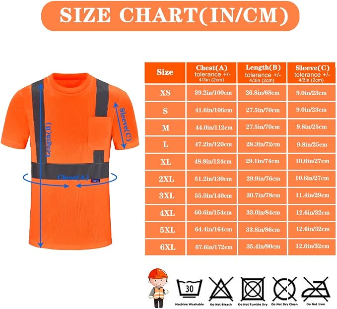 AYKRM Safety T Shirt Reflective High Visibility hi vis Long Sleeve T Shirt - Image 4