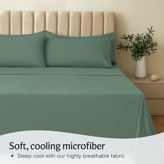 LuxClub 4 PC California King Sheet Set, Deep Pockets Wrinkle Free Cooling Bed - Image 3