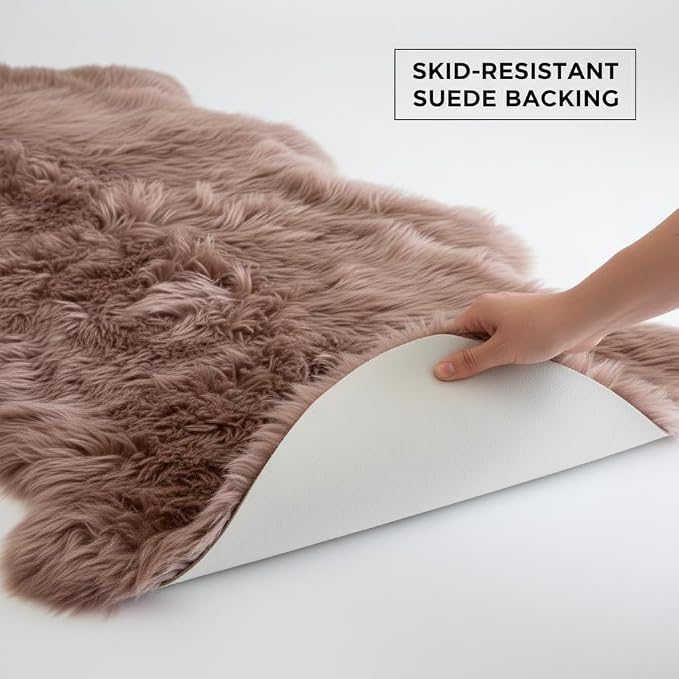 Premium Genuine Sheepskin Rug 2' x 6' Long Fur Soft & Natural Bedside Area Rug - Image 6