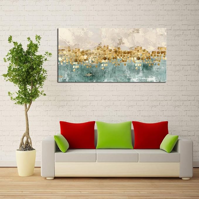 DZL Art A74650 brown And blue Abstract Painting Modern Decor Wall Art Tan color - Image 3