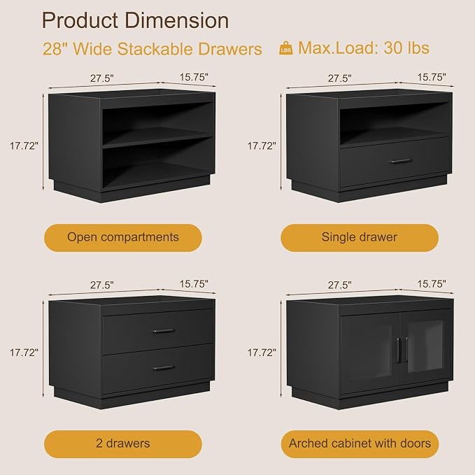 Stackable Storage Drawers, Wood Stackable Closet Organizer Modern Large - Image 3