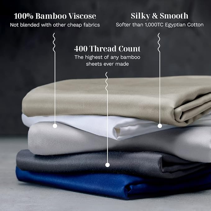 LUXOME 100% Rayon from Bamboo Pillowcase Set | 400 Thread Count | - Image 4