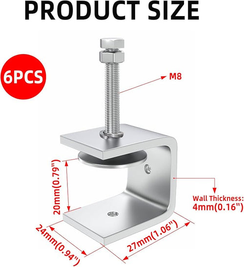 1 Inch Stainless Steel Heavy-Duty Clamp, Stainless Steel C-Shaped Clamp - Image 2