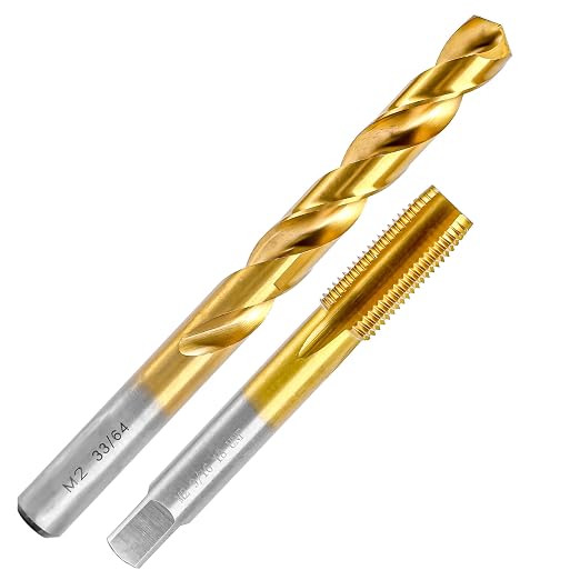 9/16"-18 UNF Tap and 33/64" Drill Bit Kit, M2 HSS Drill and Tap Set, by RURITKIT