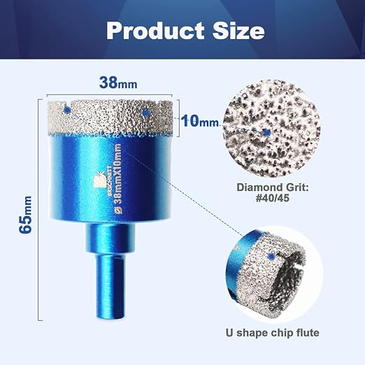 Dry Diamond Core Drill Bit Set, BRSCHNITT 2pcs/Pack 1 1/2 Inch Diamond Hole Saw - Image 2