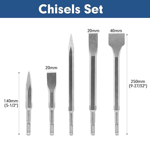 17Pcs Rotary Hammer Drill Bits and Chisel Set - Image 3